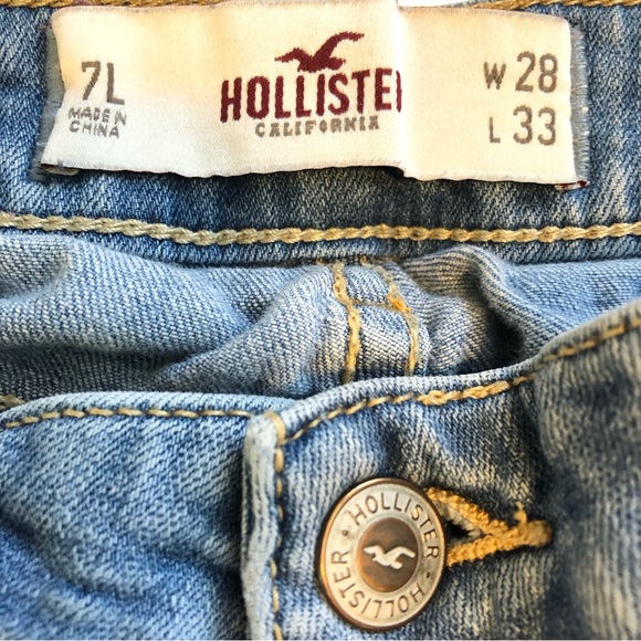 Hollister Low Rise Skinny Leg Jeans Women’s 7L 28x33 Blue Medium Wash Whiskers - Picture 6 of 11